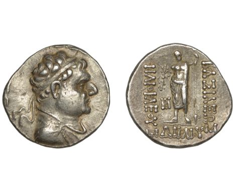 KINGDOM OF BAKTRIA, Heliokles I Dikaios (c. 145-130): Tetradrachm,  struck at Aï-Khanoum, bust right wearing Macedonian chlam