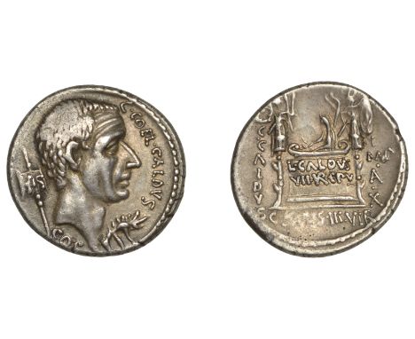 C. Coelius Caldus, Denarius, c. 51, head right, standard in form of boar before, standard inscribed his behind, c coel caldvs