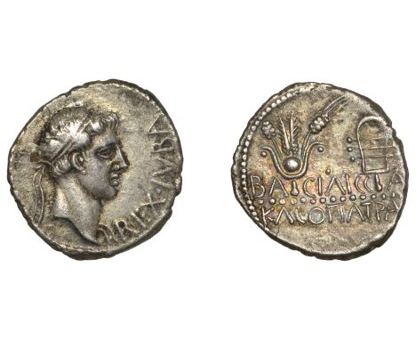 KINGS OF MAURETANIA, Juba II with Kleopatra Selene (25 BC - AD 24), Denarius, Caesarea, diademed head right, rex ivba before,