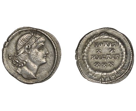 Constantius II (337-361), Constantius II, Siliqua, Antioch, 347-55, pearl-diademed head right, eyes gazing upwards to heaven,