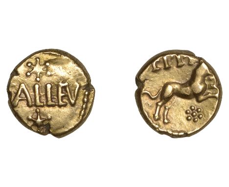 British Iron Age, ATREBATES and REGNI, Eppilus (20BC-1AD), Quarter-Stater, Calleva Daisy type [Atrebatic G], star above and b