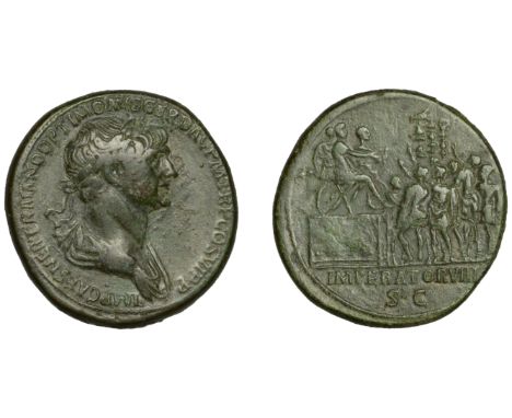 Trajan (98-117), Trajan, Sestertius, Rome, 114-7, laureate and draped bust right imp caes ner traiano optimo avg dac pm tr p 