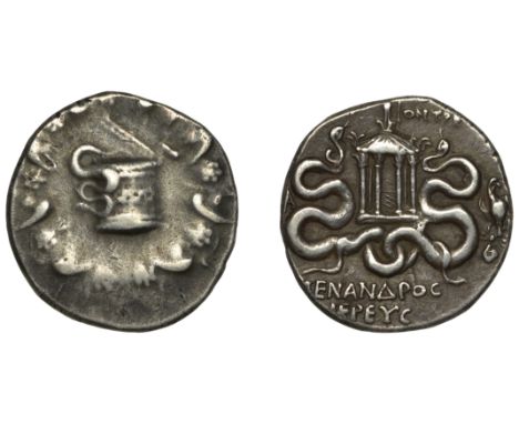 C. Fannius (As Praetor), Cistophric Tetradrachm, [Tralles], Lydia, 49-8, Cista Mystica with serpent emerging, garland wreath 