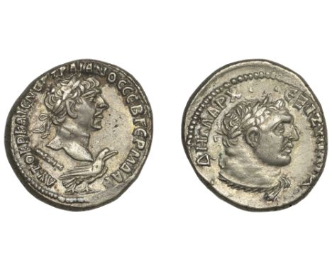 Trajan (98-117), Tetradrachm, Tyre [Phoenicia], 112-113, laureate head right, club and eagle below, aytokp kaic nep traianoc 