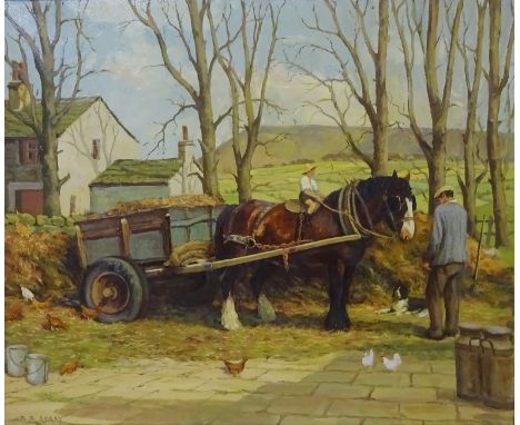 R R Berry (British 20th century): Farmyard at Twiston near Pendle, oil on canvas signed, titled verso 62cm x 75cm   Condition
