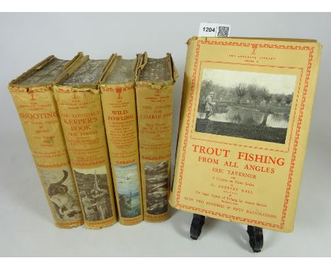 Books - The Lonsdale Library - Trout Fishing, Coarse fishing, Wild Fowling, Shooting & Keepers Book with dust wrappers (5)   