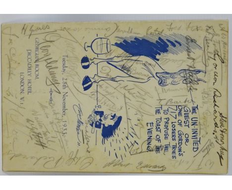 Racing interest - Menu Card belonging to William (Billy) Bullock for a dinner at The Georgian Room, Piccadilly Hotel London 2