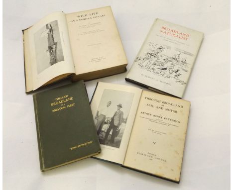 ARTHUR HENRY PATTERSON, 3 ttls: WILDLIFE ON A NORFOLK ESTUARY, 1907, 1st edn, sigd with orig pen and ink sketch on hf ttl by 