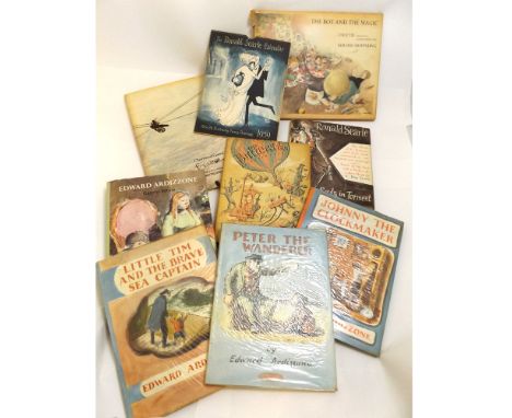EDWARD ARDIZZONE: 3 ttls: JOHNNY THE CLOCKMAKER, 1960 1st edn, lacks ffep, orig pict laminated bds d/w: PETER THE WANDERER, 1