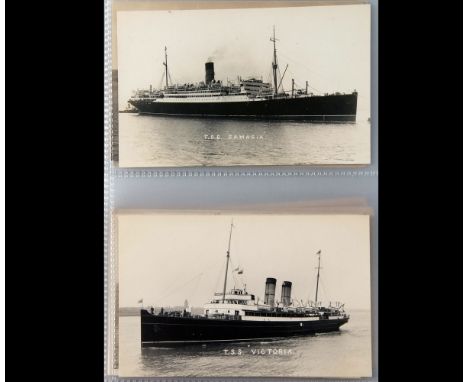 Postcard album containing 120+ shipping and East Anglia Lifeboat ppc, mainly real photograph cards including Lifeboat House H