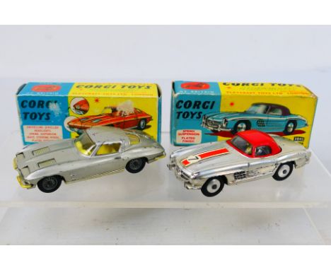 Corgi Toys - Two boxed diecast model cars from Corgi. Lot consists of #310 Chevrolet Corvette Sting Ray; together with #304S 