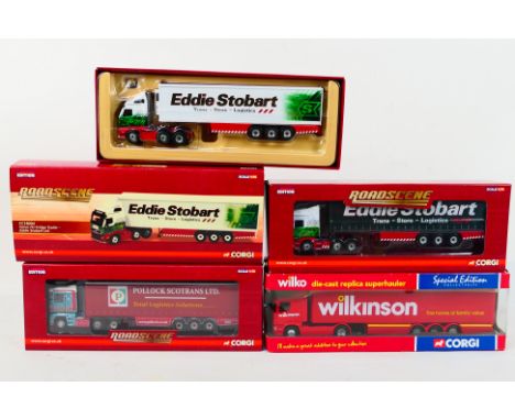 Corgi - Roadscene - Eddie Stobart.  Four boxed 1:76 scale models with certificates and mirrors included where applicable. Ite