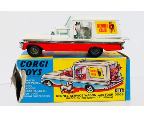 Corgi Toys - A boxed Corgi Toys #486 Chevrolet Impala 'Kennel Club'. The model in white and orange, with cast hubs, 'Vari-Vie