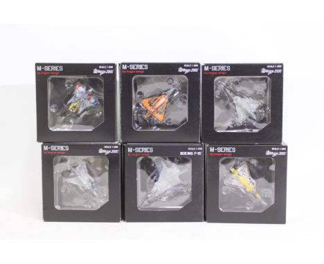 Hogan Wings - A boxed collection of six Hogan Wings M-Series 1:200 scale diecast Mirage 2000 aircraft. Lot includes 7198 Mira