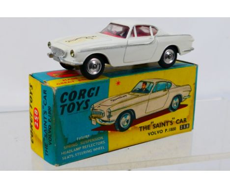 Corgi Toys - A boxed Corgi Toys #258 Volvo P1800 'The Saint's Car'. The model in white with red interior, Saint transfer and 