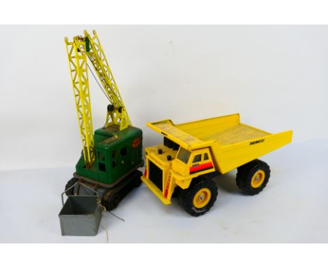 Louis Marx - Remco - 2 x pressed steel constructional vehicles, a Lumar High Lift Mobile Crane and an American Remco Dump Tru