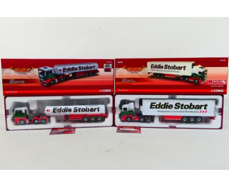 Corgi - Hauliers of Renown - Eddie Stobart. Two boxed 1:50 scale models with certificates and mirrors included inside. Items 