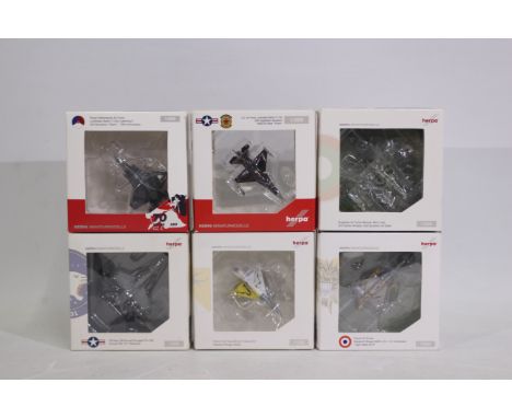 Herpa - A boxed collection of six 1:200 scale diecast military aircraft from Herpa. Lot includes 570671 Royal Netherlands Air