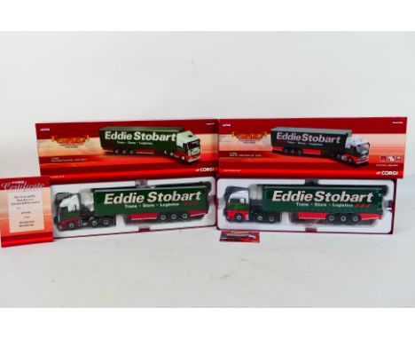 Corgi - Hauliers of Renown - Eddie Stobart. Two boxed 1:50 scale models with certificates and mirrors included inside. Items 