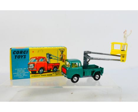 Corgi Toys - A boxed Corgi Toys #478 Hydraulic Tower Wagon on Forward Control Jeep FC-150. The model in metallic green body w