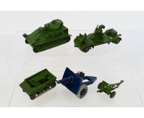 Dinky - Britains - A group of military models including Medium Tank # 151a, Mobile Anti Aircraft Gun # 161b and similar. They