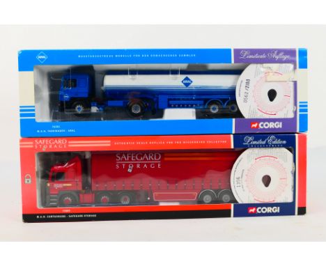 Corgi - 2 limited edition MAN trucks in 1:50 scale, a curtainside in Safeguard Storage livery number 1356 of only 1900 made #