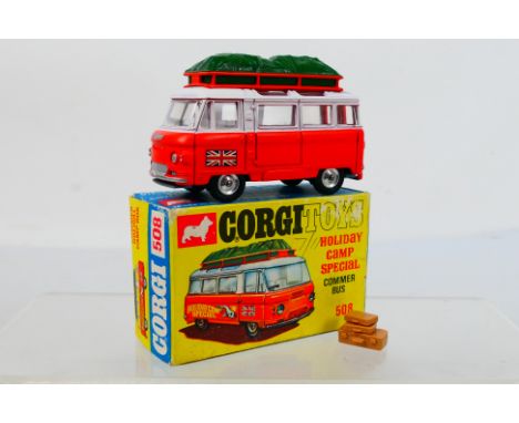 Corgi Toys - A boxed Corgi Toys #508 Commer 'Holiday Camp Special'. The model in white and orange body, white interior, silve