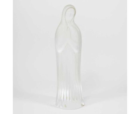 A Lalique crystal figure of The Madonna, shown standing, etched mark to base, 25cm high