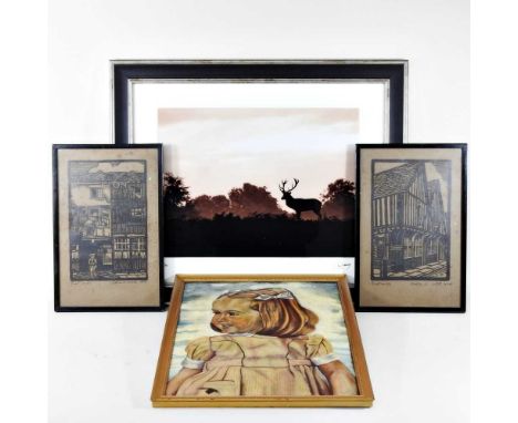 Archie White, signed limited edition print, 24 x 16cm, together with another, both signed in pencil, a portrait and another (