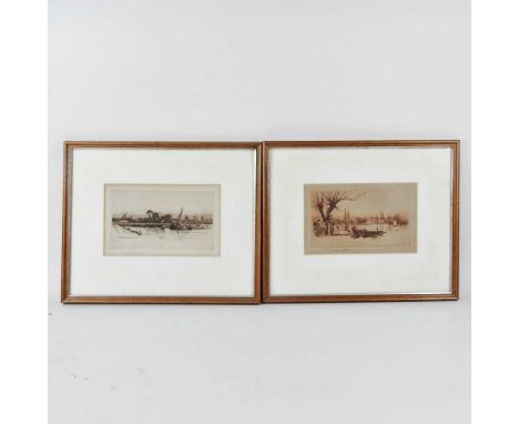 Wilfred Williams Ball, 1853-1917, Those Evening Bells, etching, signed in pencil, 10 x 17cm, another by the same hand, signed