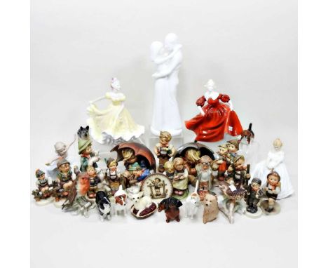 A large collection of Beswick animals, Royal Doulton figures, Goebel and decorative china
