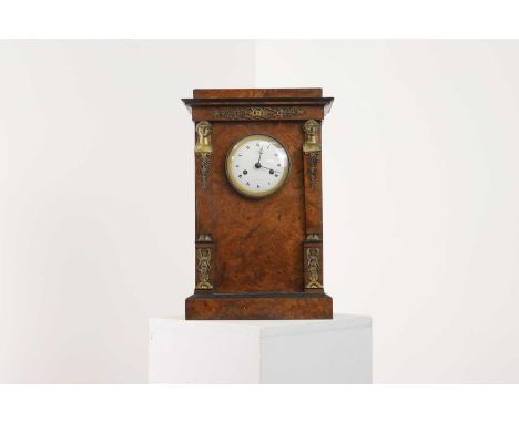 An Empire burr elm and gilt-metal mantel clock by Lépine of Paris,c.1810, French, the white enamel dial inscribed 'Lépine de 