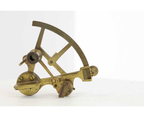 A small George III brass sextant by Matthew Berge,early 19th century, engraved 'M. Berge London' and numbered '1870', in orig