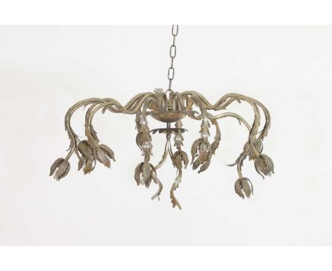 A silvered-brass foliate ceiling light,20th century,90cm diameter45cm highCondition ReportGeneral small knocks and light surf