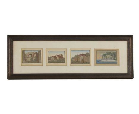 A group of Victorian sand pictures,mid-19th century, two dated 1840, depicting scenes of the Isle of Wight,each approximately