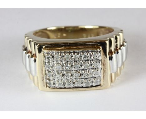 A gents 9ct gold Rolex design diamond set ring (R)