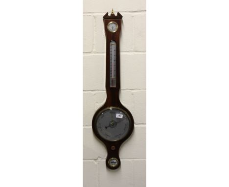 An inlaid mahogany barometer and thermometer