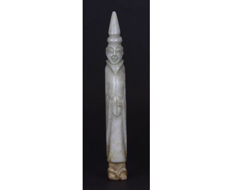 A Chinese archaic form white jade figure of an official H 15.5cm Est. £150 - 200