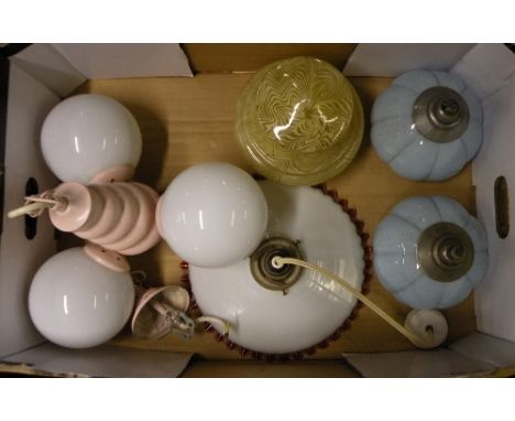 A quantity of Art Deco light fittings
