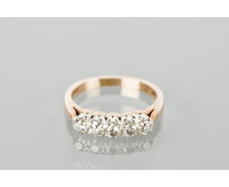 DIAMOND FIVE STONE RING
set with brilliant cut stones, marked 375 for nine carat gold, size K