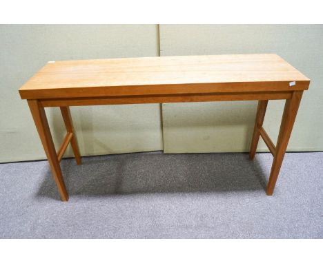 A 20th century rectangular side table, 26cm high x 132cm wide x 40 cm deep