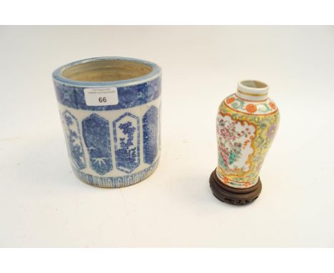 A Chinese porcelain jardiniere, and another on stand