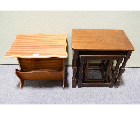 A small table and a magazine rack