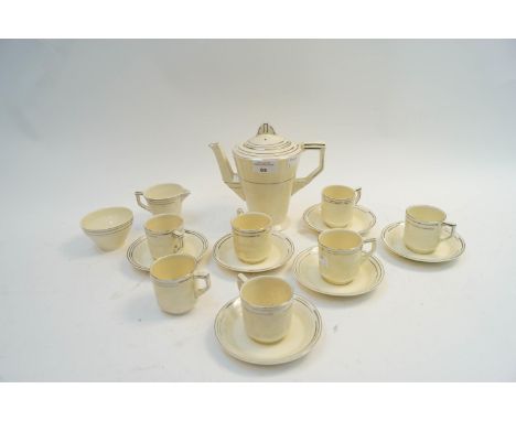 An Art Deco 'Grindley' tea service to include teapot, saucers, cups, creamer and sugar bowl