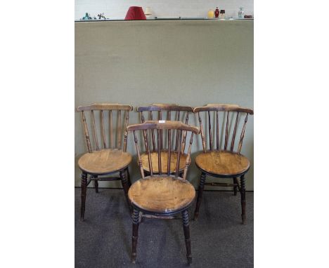 Four stick back chairs with round seats