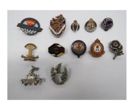 Small Selection of Lapel Badgesincluding gilt and enamel Leicestershire Yeomanry ... Brass and enamel Seaforth Highlanders As