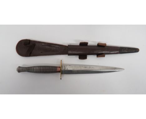 Post War 3rd Pattern Fairbairn &amp; Sykes Commando Knife7 inch, double edged, polished blade.  Brass, oval crossguard.  Allo
