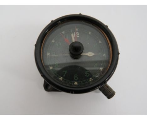WW2 British RAF 1941 Dated Aircraft Clockblack Bakelite housing mount.  The rear with broad arrow over "AM" and service dates