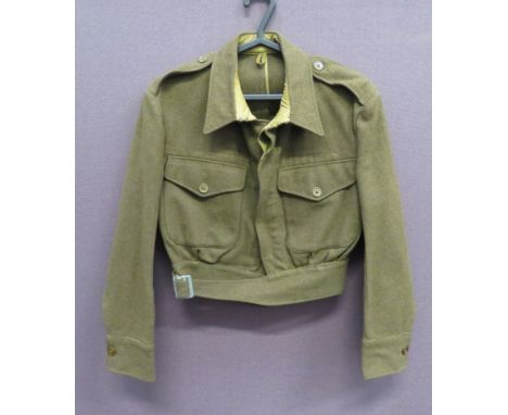 WW2 American Made British 1940 Pattern Battle Dress Jacketkhaki, fine woollen, single breasted, closed collar, short tunic.  