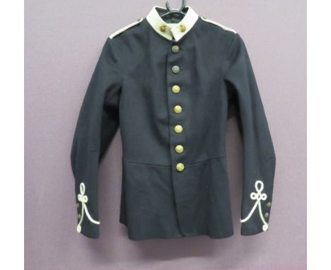 Pre WW1 Army Service Corps Dress Tunicblack, single breasted tunic.  White stand collar with Vic crown, brass ASC collar badg